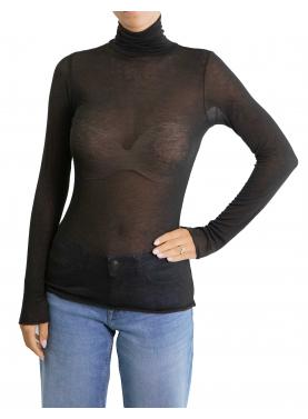 Maglia misto cashmere tinta unita collo alto